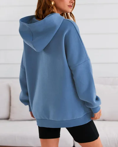 Vista 5 de BTFBM Sudaderas con capucha de gran tamaño para mujer, sudadera con capucha de forro polar, casual, manga larga, suéter de otoño e invierno, moda