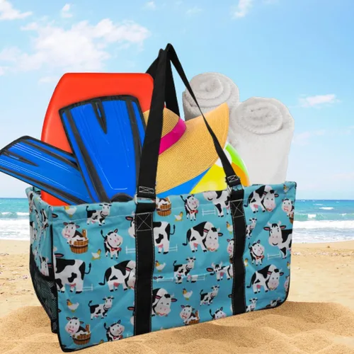 Vista 208 de NGIL Bolsa de comestibles reutilizable extra grande plegable de gran tamaño para comestibles, almacenamiento, picnic, playa, Estampado