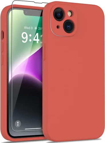 Vista 30 de DEENAKIN Funda compatible con iPhone 14 Plus con protector de pantalla, funda mejorada para cámara, goma de gel de silicona suave probada contra