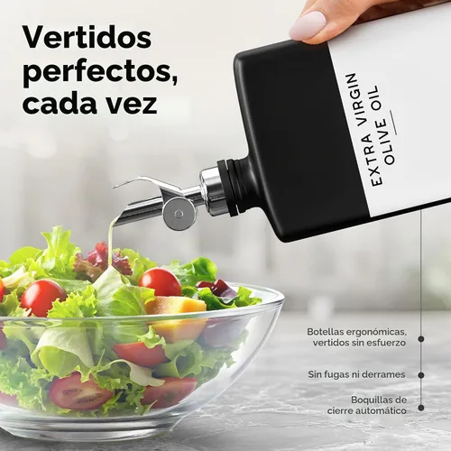 Vista 2 de Brighter Barns - Botella dispensadora de aceite de oliva de vidrio negro para cocina, dispensador de salsa de soja, botella de jarabe de café
