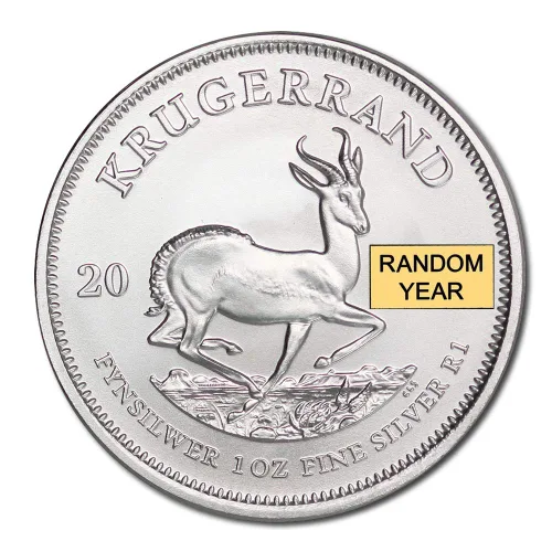 Vista 3 de 2017 - Presente (año aleatorio) Moneda Krugerrand de plata sudafricana de 1 oz brillante sin circular con un certificado de autenticidad 1oz