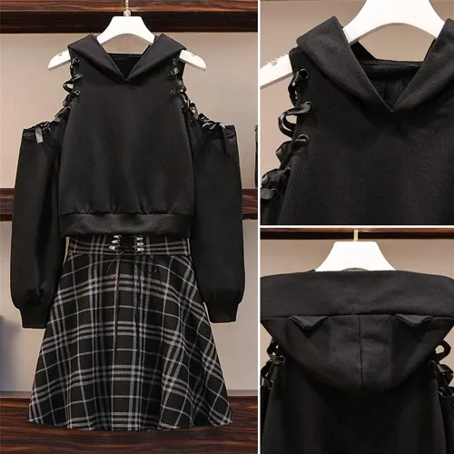 Vista 6 de Sudadera con capucha para mujer con orejas de gato, manga larga, hombros descubiertos, bonita sudadera con capucha