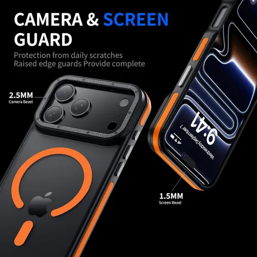 Vista 4 de Funda para iPhone 17 Pro Max con protector de lente de cámara [protección de grado militar de 10 pies] compatible con MagSafe a prueba de golpes