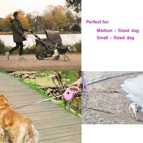 Vista 6 de Correas retráctiles para perros, correa para mascotas para perros pequeños, medianos y grandes de hasta 33 libras, mango antideslizante, freno