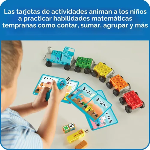 Vista 3 de hand2mind Numberblocks Express Train MathLink Cubes Conjunto de Actividades, Actividades de Aprendizaje Preescolar, Juguete de Tren, Bloques