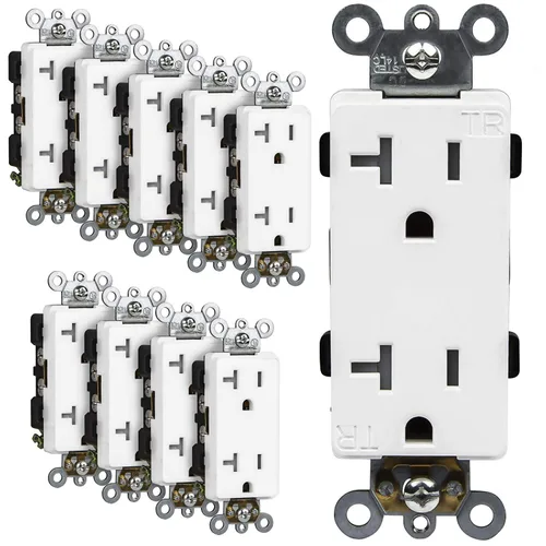 Vista 15 de ENERLITES Toma de corriente decorativa de grado industrial, 15A 125V, receptáculo dúplex resistente a manipulaciones, conexión a tierra, 5-15R, 2