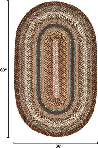 Vista 2 de Safavieh Braided Collection BRD313A tapete de lana hecho a mano color café, Algodón Marrón (Brown/Multi)