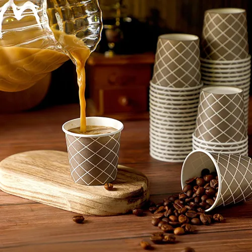 Vista 2 de 200 Piezas 3 oz Tazas de Café Desechables Tazas de Espresso Desechables Tazas de Papel Pequeñas 3 oz Tazas para Café Té Cacao Jugo Mini Tazas