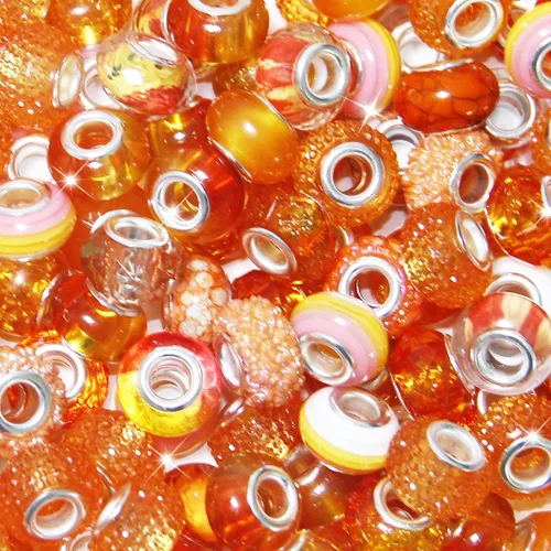 Vista 15 de ZYEHXED 60 Piezas Cuentas Negras de Agujero Grande, Cuentas Grandes de Artesanía Europea, Cuenta de Lampwork Murano de Agujero Grande, Cuenta