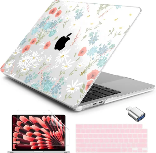 Vista 16 de Batianda AstroGrid - Funda para MacBook Air de 13.6" M2-M5 Chip, Galaxy Líneas abstractas