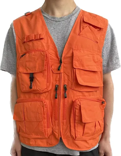 Vista 7 de Chaleco ligero para hombre, para pesca, fotografía, viajes, safari, con múltiples bolsillos
