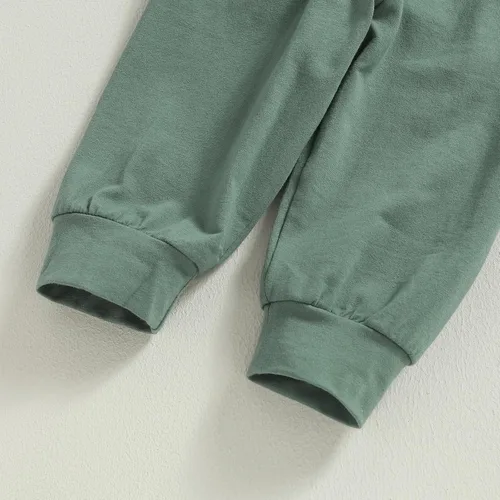 Vista 6 de Ropa de bebé recién nacido, ropa de punto acanalado, manga larga, pantalones de algodón sólido, trajes de otoño e invierno, 2 piezas