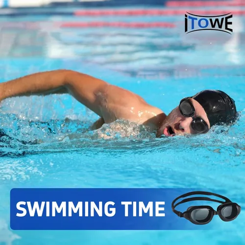 Vista 2 de Gafas de natación para adultos, hombres y mujeres, gafas de natación para piscina, gafas de agua para adultos, marco grande, sin fugas, antivaho