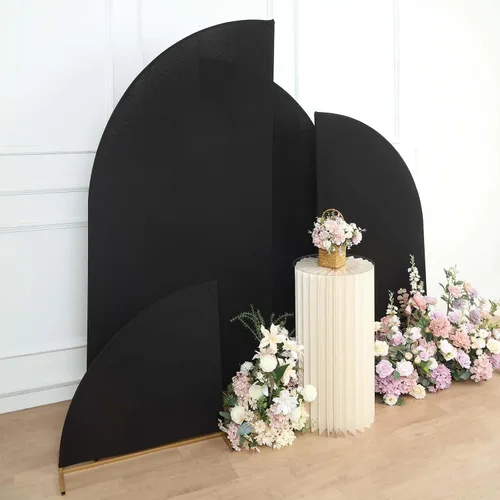 Vista 104 de Efavormart - Juego de 4 fundas de elastano beige para arco de media luna, fundas de telón de fondo Chiara de 2.5 pies a 7 pies para escenarios