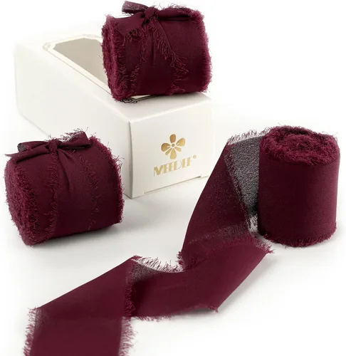 Vista 14 de MEEDEE Cinta de gasa negra de 2 pulgadas con flecos, cintas de gasa deshilachadas negras para manualidades, cinta de gasa de seda para envolver Negro