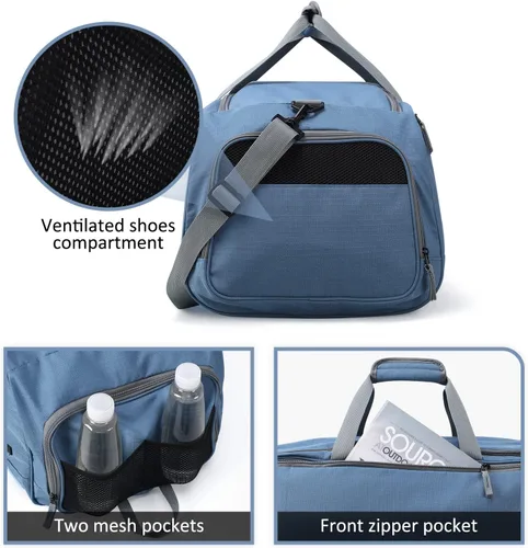 Vista 3 de MIER Bolsa de gimnasio grande para hombres con compartimento para zapatos, bolsas de lona ligeras para deportes, viajes, entrenamiento, fitness, fin