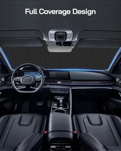 Vista 2 de Parasol de parabrisas Pigenius para Honda HRV 2016-2022. Cobertura completa del espejo retrovisor para una protección definitiva plateado
