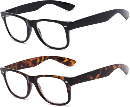 Vista 5 de 2 pares de lentes de lectura con lentes transparentes de inspiración retro vintage para hombres y mujeres