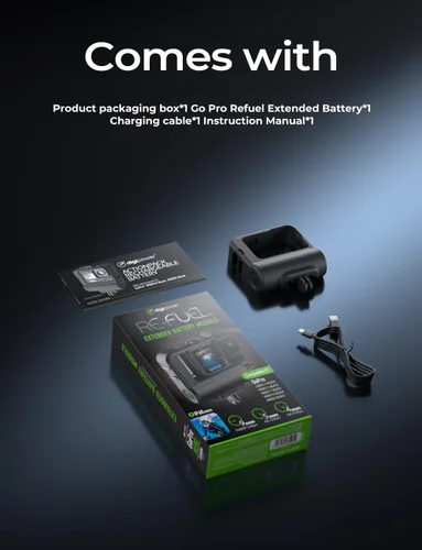 Vista 8 de Re-Fuel Paquete de batería extendida de 9 horas para GoPro Hero 13 12 11 10 9 Negro, Banco de energía recargable a prueba de polvo y agua de 33 pies