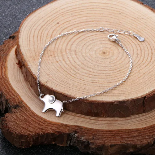 Vista 3 de ATHENAA Colgante con pulsera de plata de ley S925y dijes de elefante para mujer.