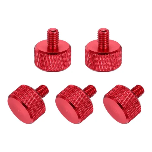 Vista 110 de MECCANIXITY 5 piezas M6x14mm Tornillos de pulgar estriado de cabeza plana, pernos de rosca completa de aleación de aluminio sólido para carcasas