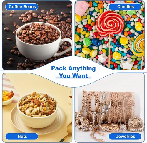 Vista 6 de 100 Pack Mylar Bags for Food Storage, 6" X 8.5" Foil Bags, Reusable Food Storage Bags, Freshie Bags, Stand-Up Zipper Pouches Resealable for Long