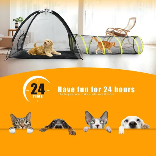 Vista 3 de wilwolfer - Túneles para gatos Tiendas de campaña para gatos para exteriores- Carpas de malla para gatos al aire libre- Recinto exterior para gatos