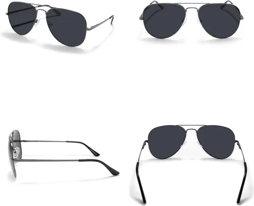 Vista 2 de PRIVEL Gafas de sol polarizadas clásicas de aviador de tamaño XXL, 5.906 in para hombres de cabeza ancha y grande, gafas ultraligeras UV400