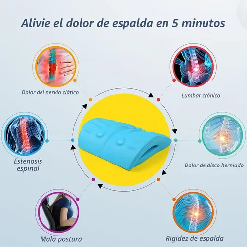 Vista 2 de RESTCLOUD Camilla de espalda para aliviar el dolor de espalda, cojín de estiramiento de espalda, almohada de apoyo lumbar crónica que ayuda