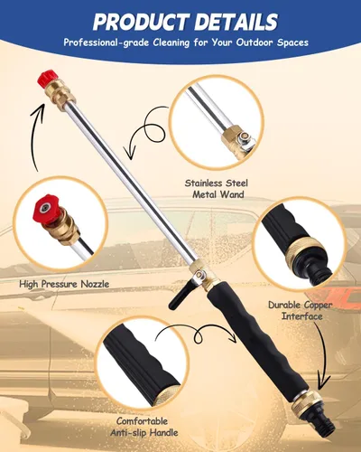 Vista 2 de 2026 Upgraded Jet Nozzle Power Washer for Garden Hose, Includes 2 High-Pressure Nozzles and Quick Connectors Hydro Jet High Pressure Washer Tools