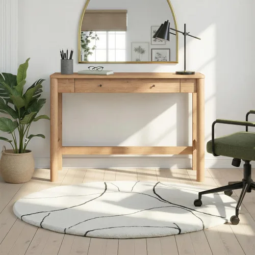 Vista 4 de Walker Edison Penelope - Escritorio moderno con cajón de almacenamiento, 44 pulgadas, roble inglés
