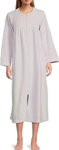 Vista 6 de Miss Elaine Bata larga de terry cepillado por detrás para mujer, bata con cremallera, ropa de dormir y ropa de descanso