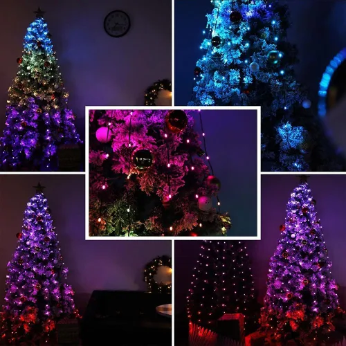 Vista 7 de Luces de cadena para árbol de Navidad con control de aplicación inteligente Ring, 200 LED con sincronización de música, cambio