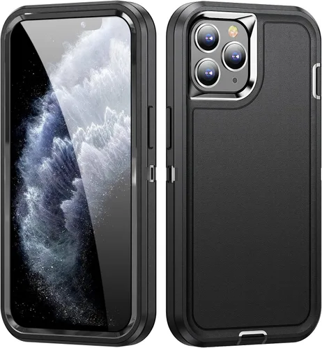 Vista 3 de Funda para iPhone 11 Pro Max para hombre, híbrida a prueba de caídas resistente, resistente, a prueba de golpes, ajuste delgado, funda protectora