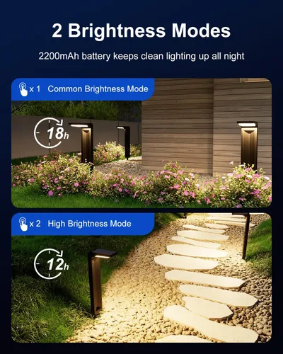 Vista 2 de Paquete de 6 luces solares para camino, impermeables, 30 LED, lámpara de paisaje brillante para exteriores, camino, entrada, acera, patio, césped