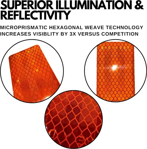 Vista 2 de All Star Truck Parts Reflector Rectangular Ámbar/Rojo de 2x3 de Alta Visibilidad Reflectante Prisma Adhesivo DOT-SAE Resistente a la Intemperie