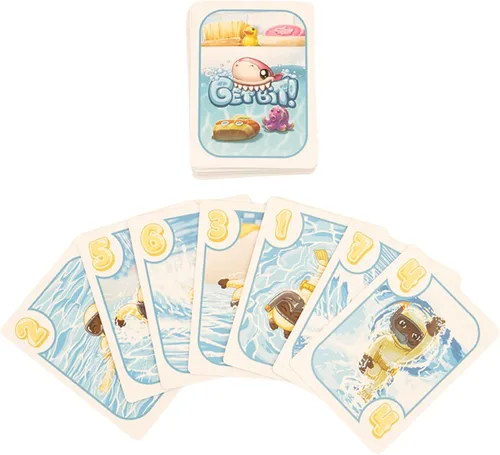 Vista 4 de Greater Than Games Get Bit Juego de cartas familiares Juego de fiesta para adultos y familia Escapa del tiburón 3 a 6 jugadores A partir