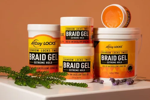 Vista 8 de AllDay Locks Gel para Trenzas (5 oz) Fijación Extrema, Alto Brillo Control de Bordes Sin Frizz ni Escamas Aceite de Árbol de Té, Lavanda