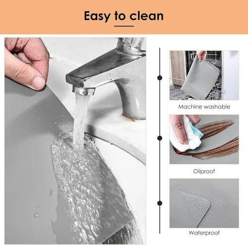 Vista 5 de KitchenRaku Tapete de silicona extra grande para protector de encimera de cocina, tapete grueso antiadherente resistente al calor, mantel individual