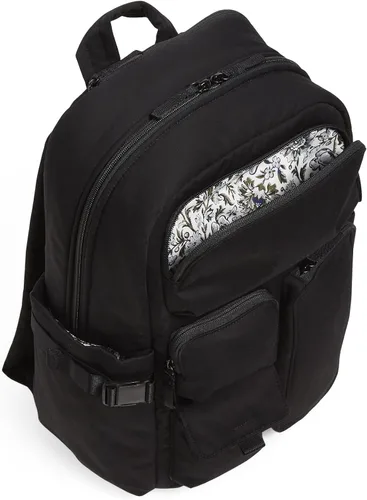 Vista 4 de Vera Bradley Mochila grande de algodón para mujer, Negro