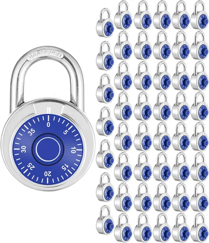 Vista 9 de Candado combinado, esfera azul de 1.969 in, 1 paquete Esfera fija con diferentes combinaciones, para gimnasio y casillero, escuela, caja