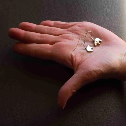 Vista 4 de Pendientes de oso de plata de ley por The Magic Zoo