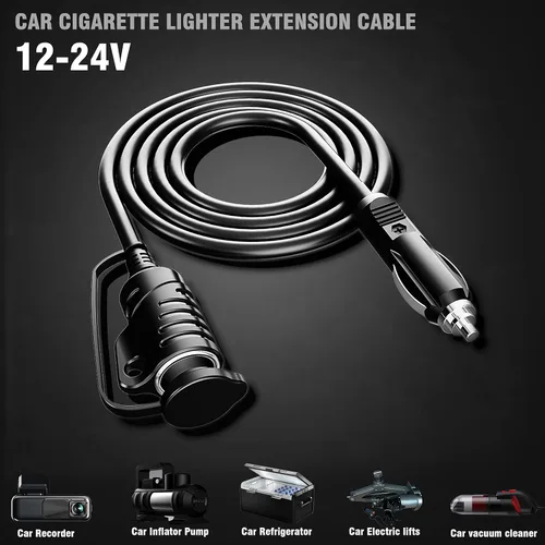 Vista 4 de Cable de extensión para encendedor de cigarrillos, 4 pies/12 V/120 W/15 A, compatible con bomba de compresor de aire e inflador de neumáticos