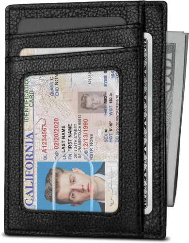 Vista 2 de SERMAN BRANDS RFID Blocking Slim Minimalist Mens Front Pocket Wallet. Thin Card Holder. Full Grain Leather Wallets for Men