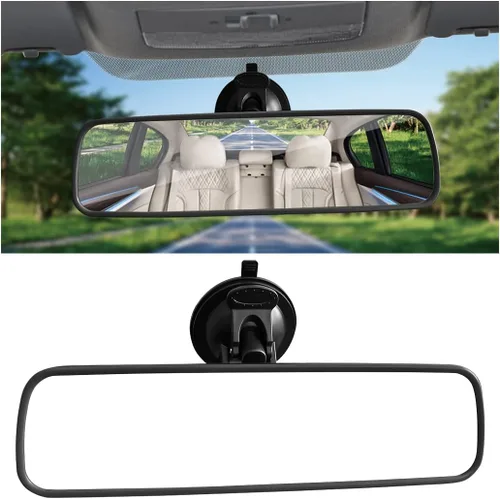 Vista 8 de Espejo retrovisor de coche de 9.8 pulgadas con ventosa, espejo retrovisor interior de auto ajustable antirreflejos, espejo interior de vehículo HD