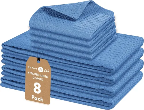 Vista 46 de Native Fab Juego de 8 toallas de cocina y paños de cocina, absorbentes, duraderos, de secado rápido para limpiar, cocinar, hornear, ideal