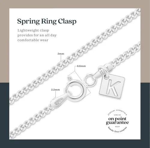 Vista 4 de KEZEF Sterling Silver Bracelets for Women - 2mm Miami Cuban Chain Bracelet Dainty Silver Bracelet Anklet for Woman, Men and Girls - Diamond Cut