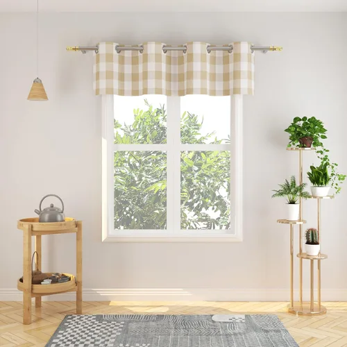 Vista 139 de Cortinas de 24 pulgadas de largo con diseño Buffalo Check Gingham Plaid para ventanas de cocina y baño, tratamiento para ventanas con 2 paneles