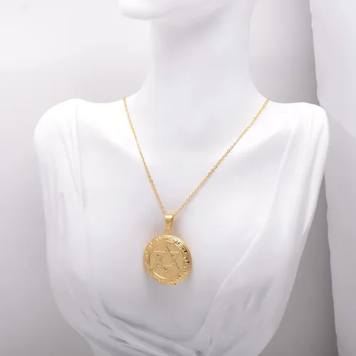Vista 6 de Paialco Collar con colgante de medallón en forma de corazón de acero inoxidable para mujer