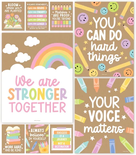 Vista 13 de Hadley Designs Póster motivacional para decoración de aula, 9 pósteres de aula de mentalidad de crecimiento, decoración de pared inspiradora